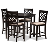 Baxton Studio Nicolette Modern and Contemporary Sand Fabric Upholstered and Dark Brown Finished Wood 5-Piece Pub Set
